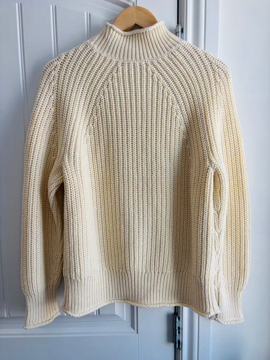 J. Crew Ivory Knit Oversized Mock Neck Sweater | Small