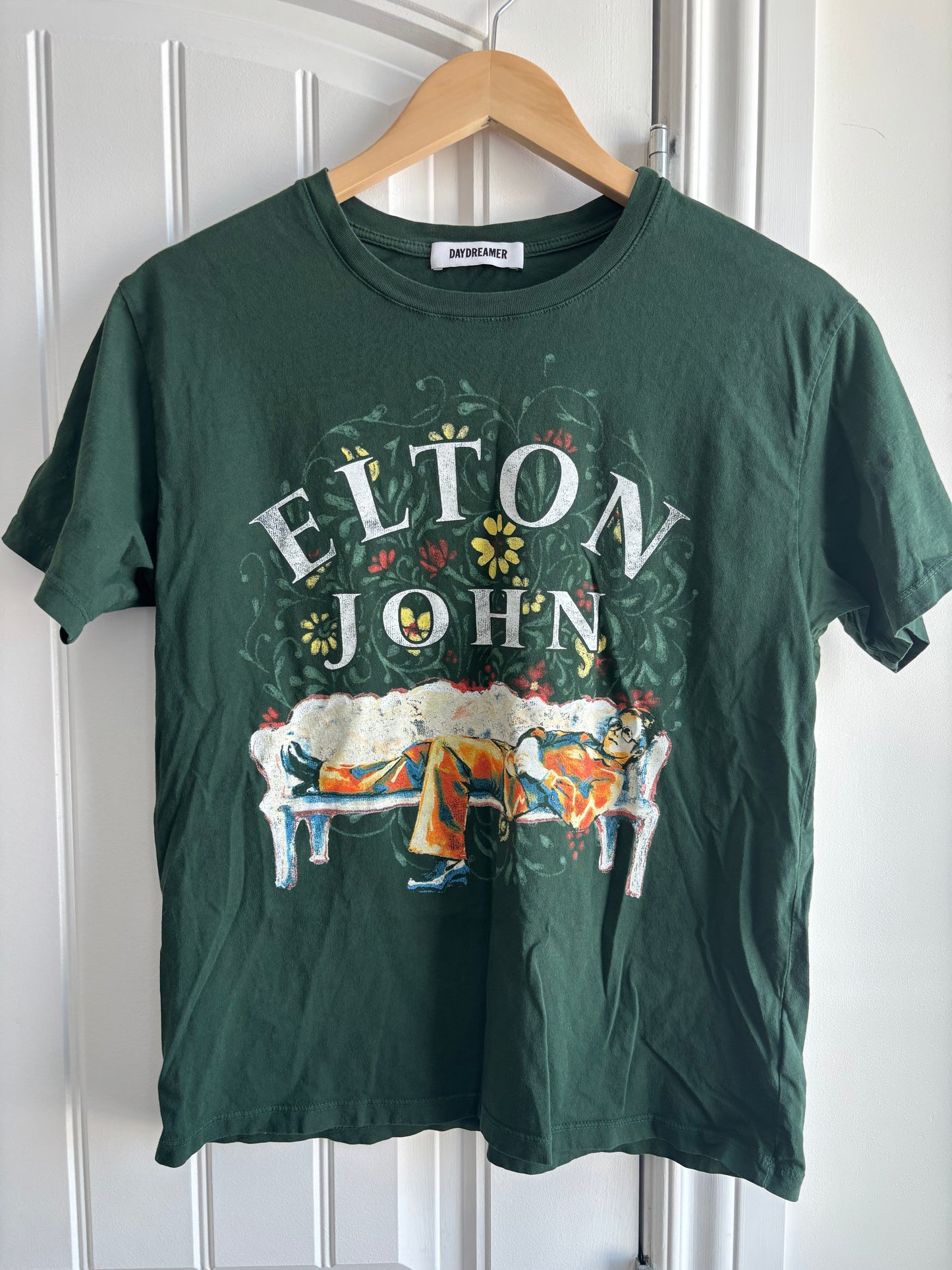Daydreamers Hunter Green Elton John Boyfriend Fit Shirt | Sz Small