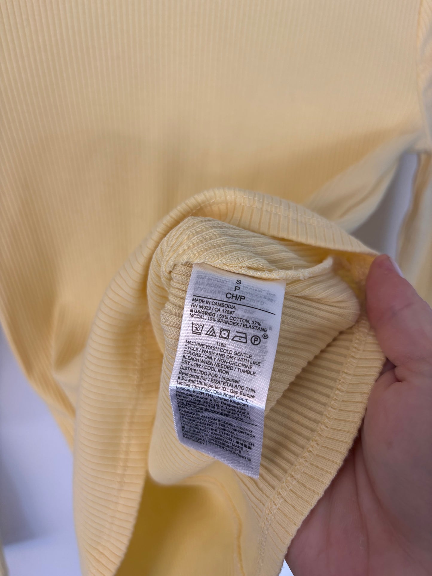 Gap Yellow Ribbed Crewneck Top | Sz Small