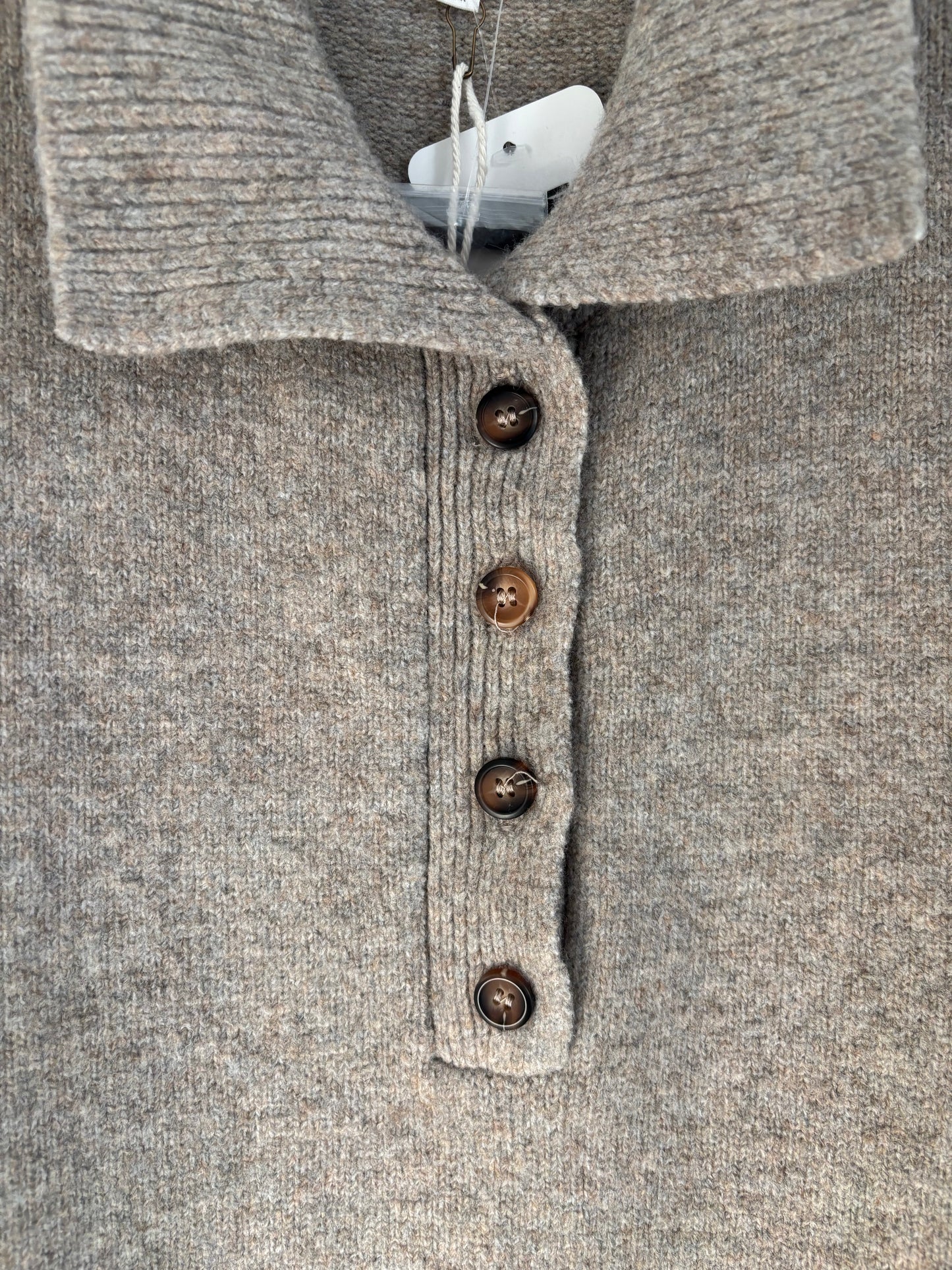 Blu Pepper NWT Collared Taupe Sweater Dress | Medium