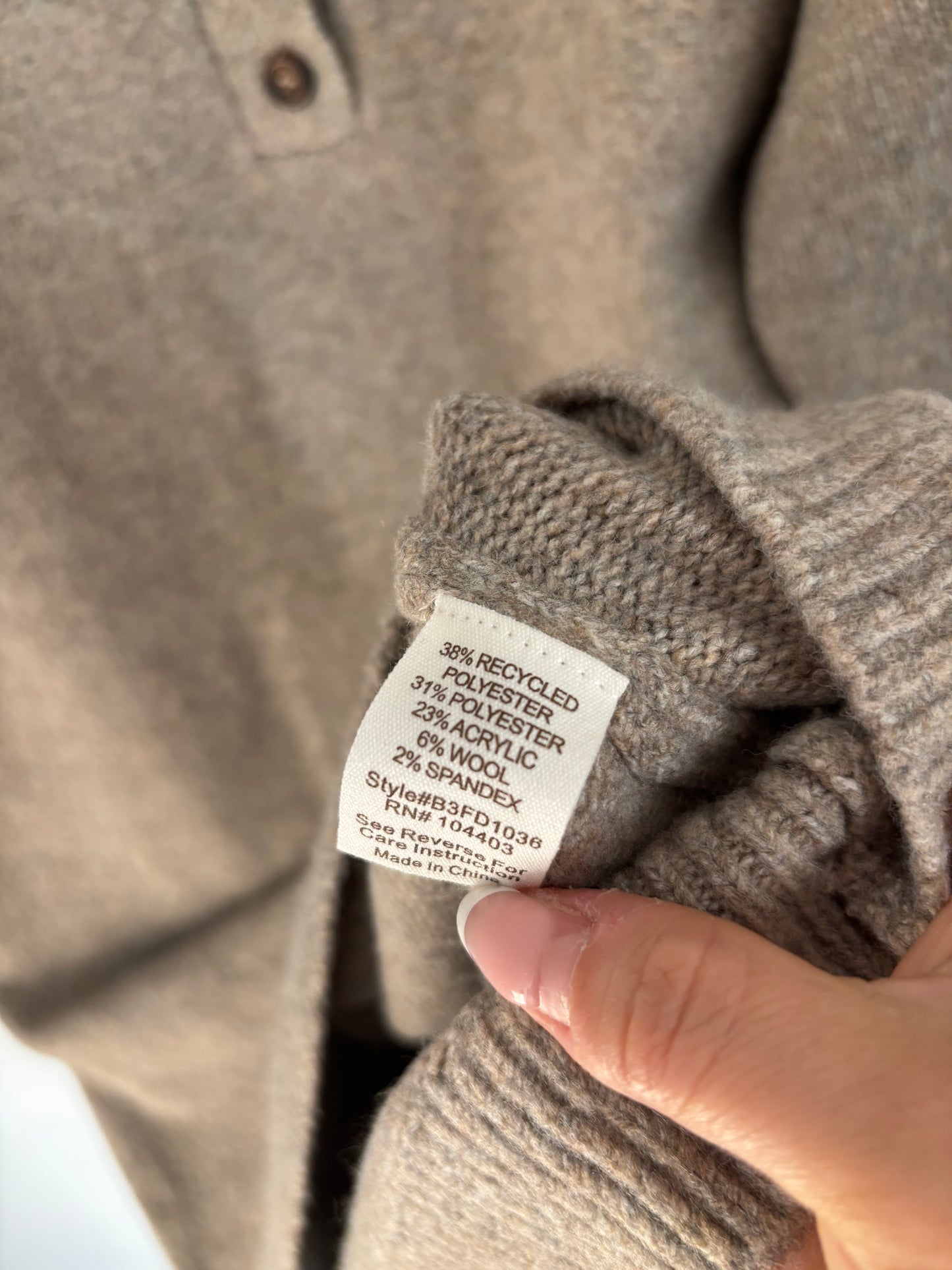 Blu Pepper NWT Collared Taupe Sweater Dress | Medium