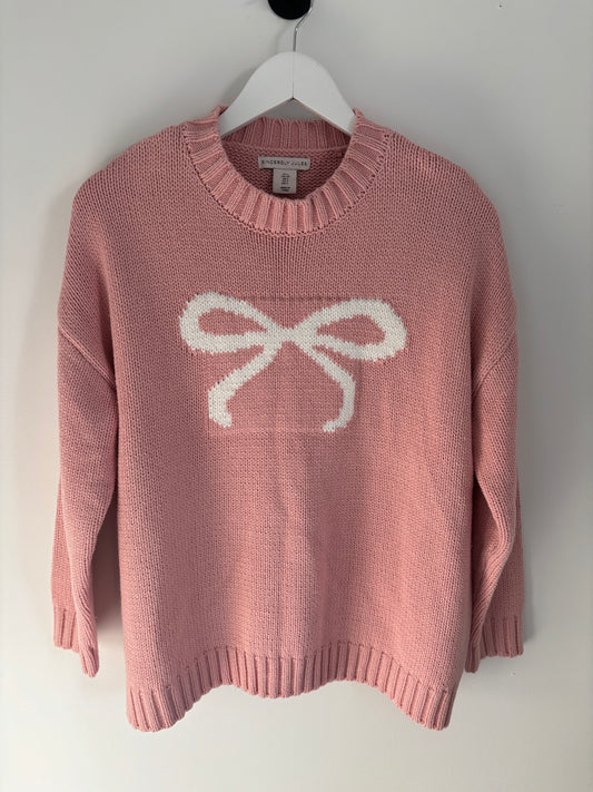 Sincerely Jules Pink Bow Knit Crewneck | Small (fits oversized)