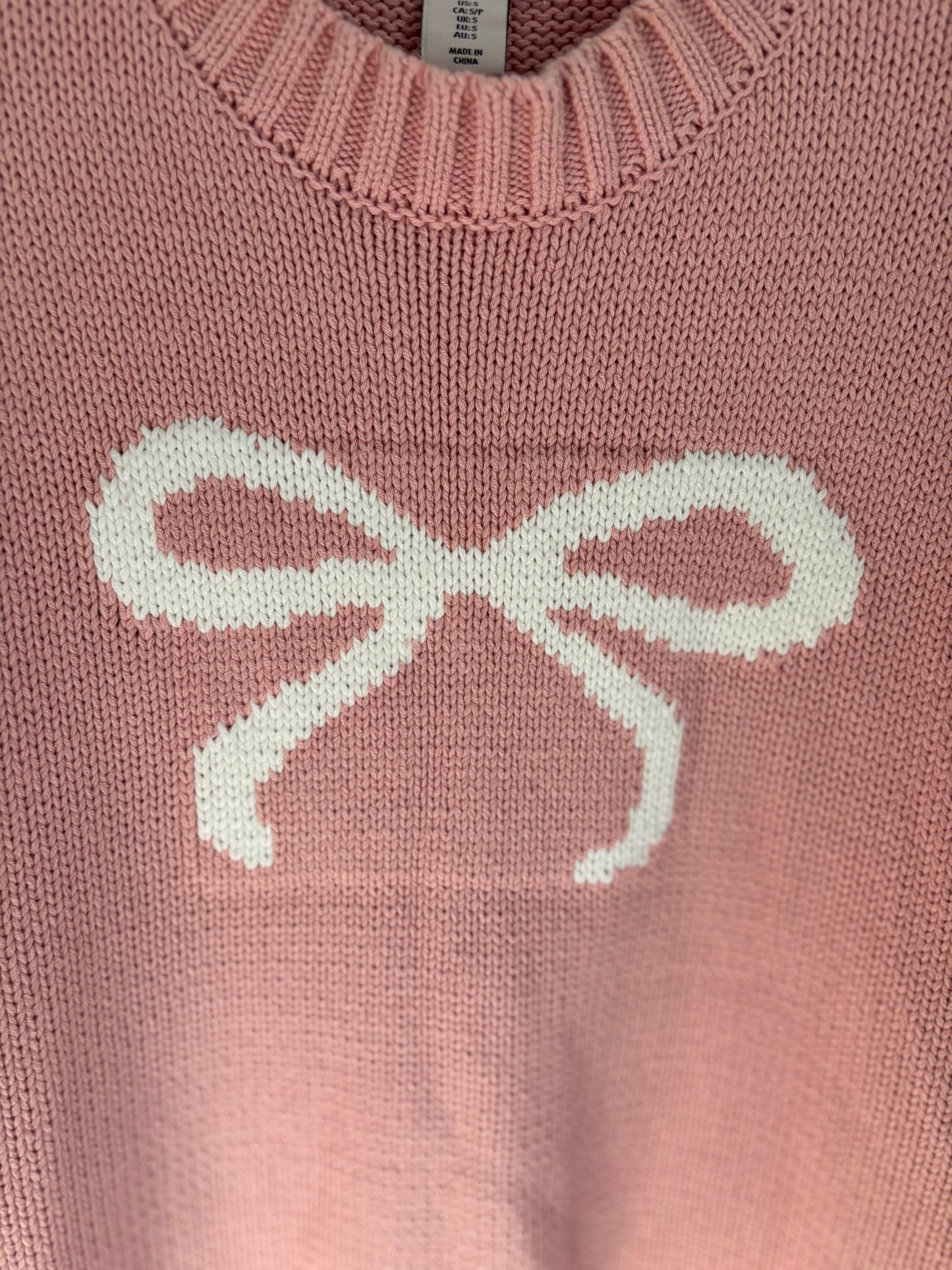 Sincerely Jules Pink Bow Knit Crewneck | Small (fits oversized)