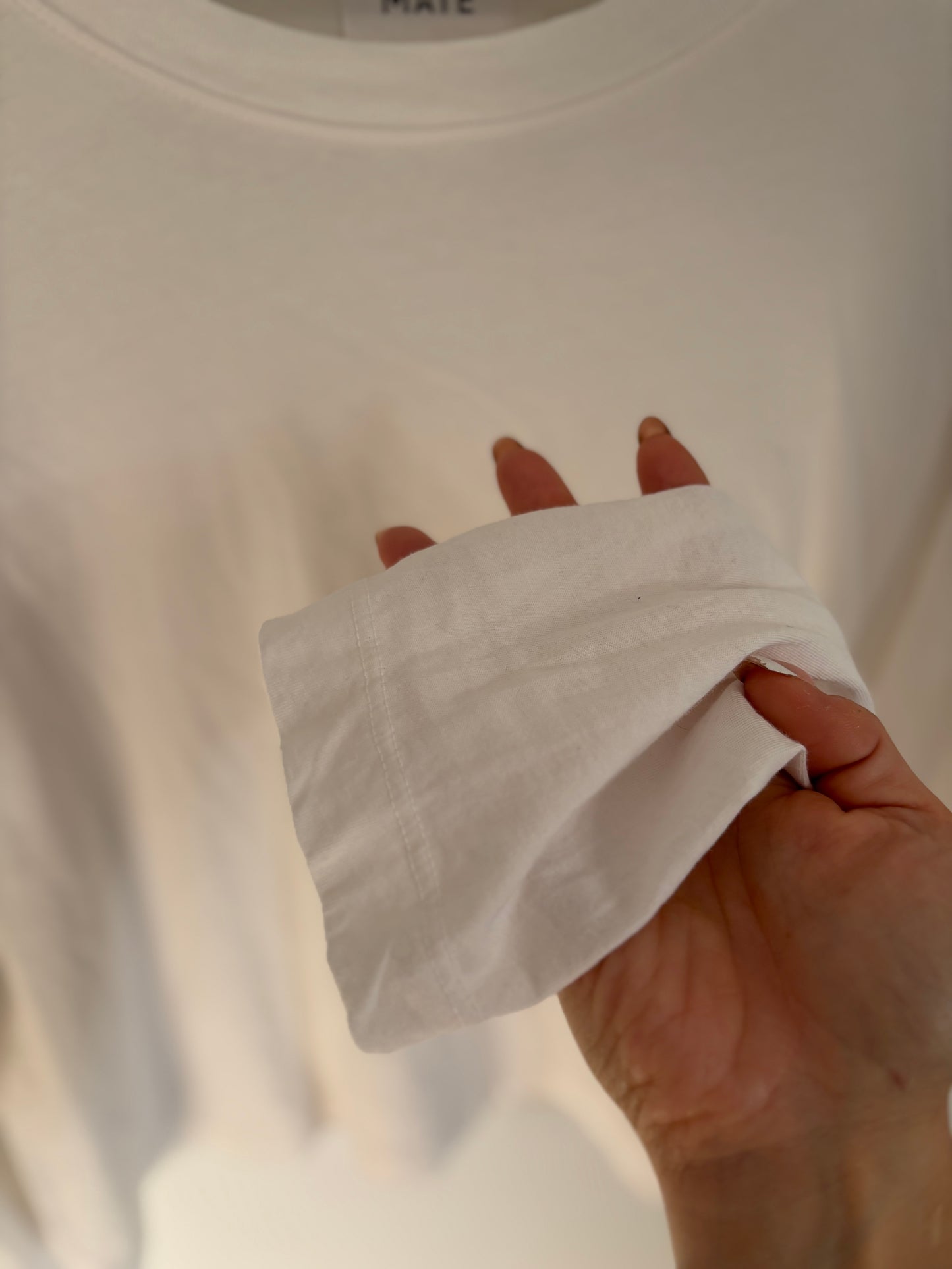 Mate the Label Organic Cotton White Crew Neck Shirt | Large