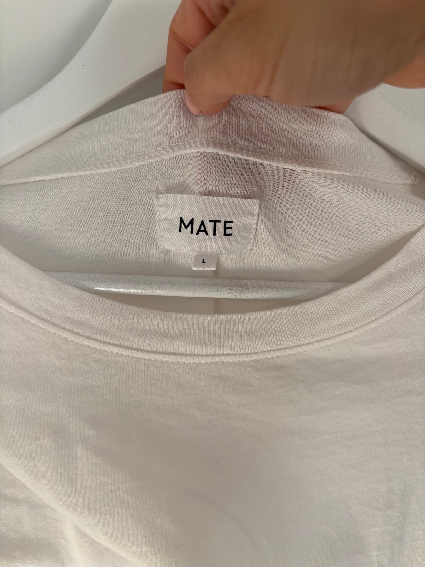 Mate the Label Organic Cotton White Crew Neck Shirt | Large
