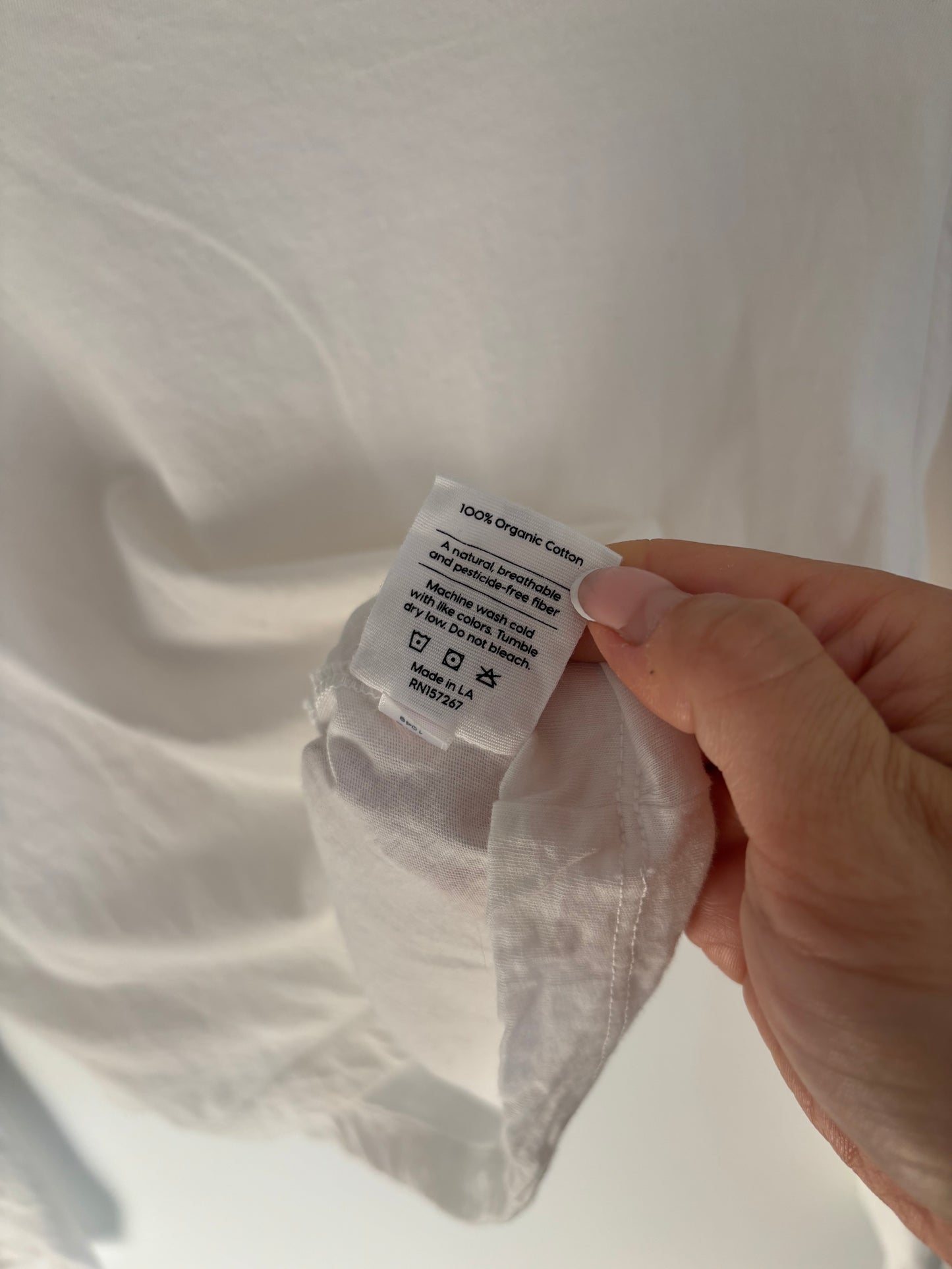 Mate the Label Organic Cotton White Crew Neck Shirt | Large