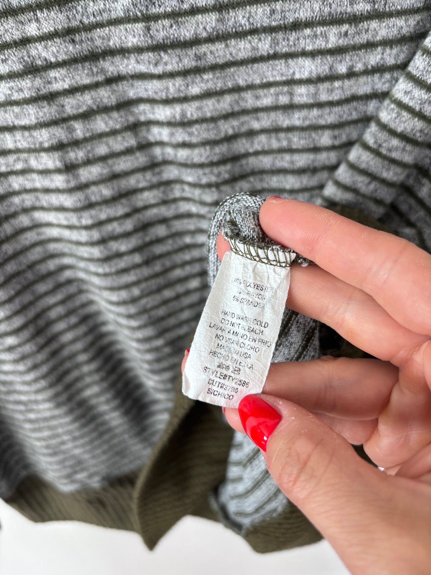 Ces Femme Green/Grey Soft Striped Shirt | Sz Small (oversized)