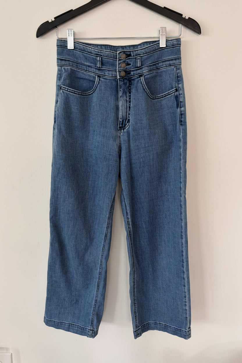 Silver Jeans High Rise Wide Crop Jeans | Sz 28