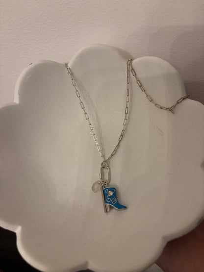 Pannamint Cottage Paperclip Chain Charm Necklace - Cowboy Boot 18"