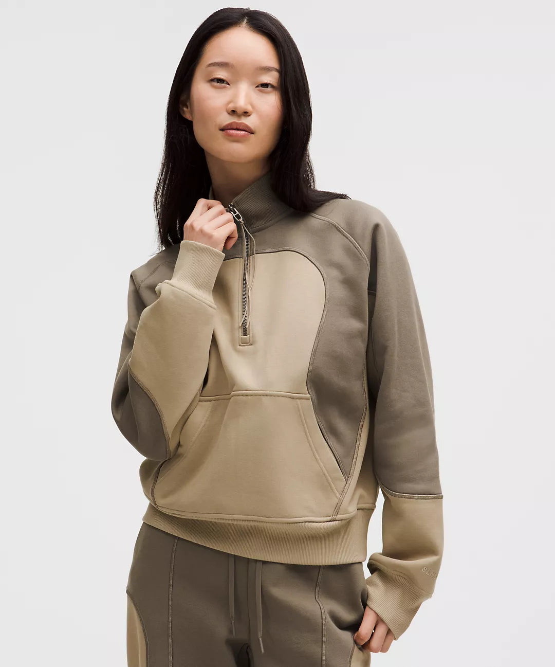 Lululemon Cotton Fleece Relaxed-Fit Half Zip SLNSH Collection in Nomad/Sheer Oak | Sz Small