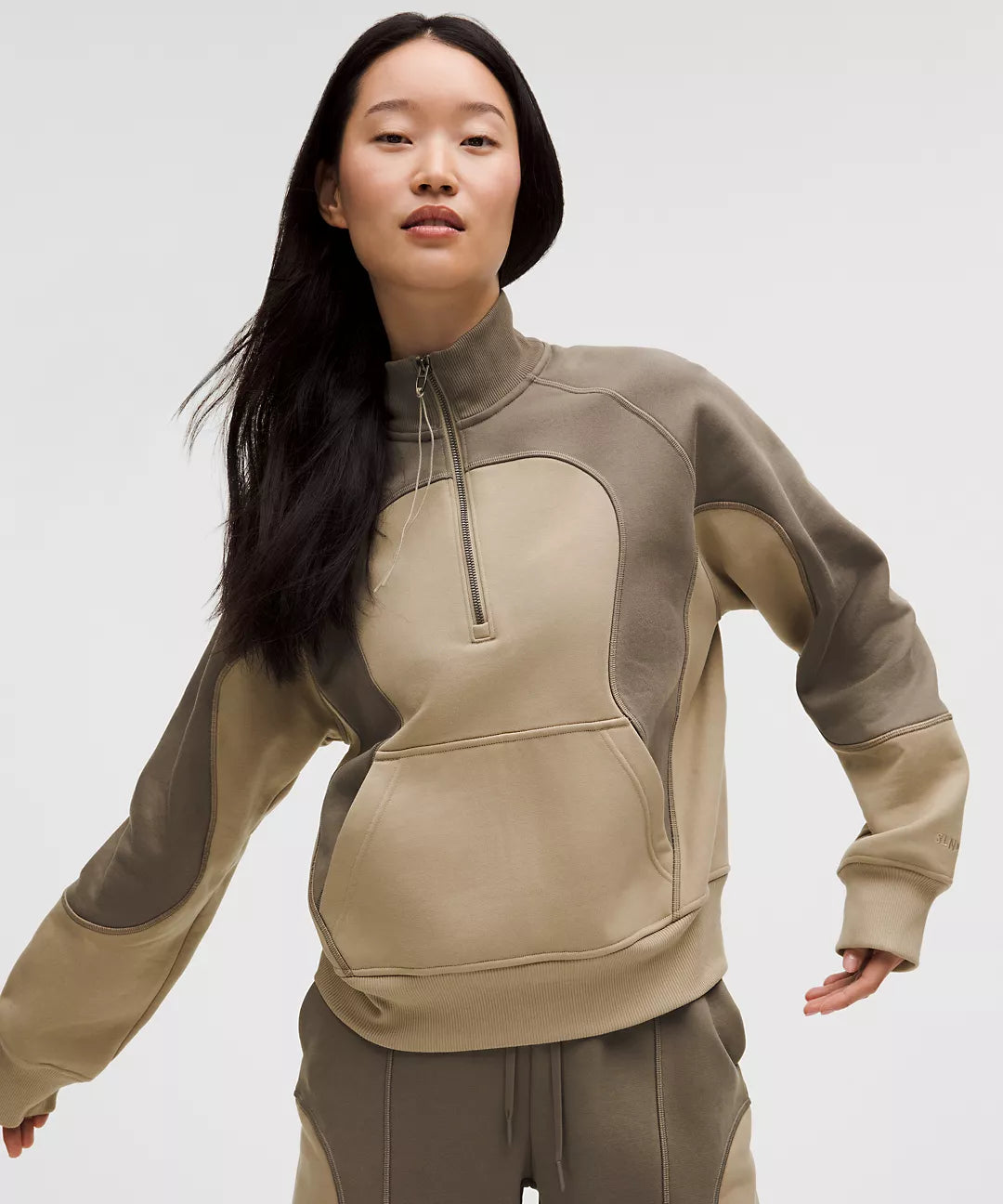 Lululemon Cotton Fleece Relaxed-Fit Half Zip SLNSH Collection in Nomad/Sheer Oak | Sz Small