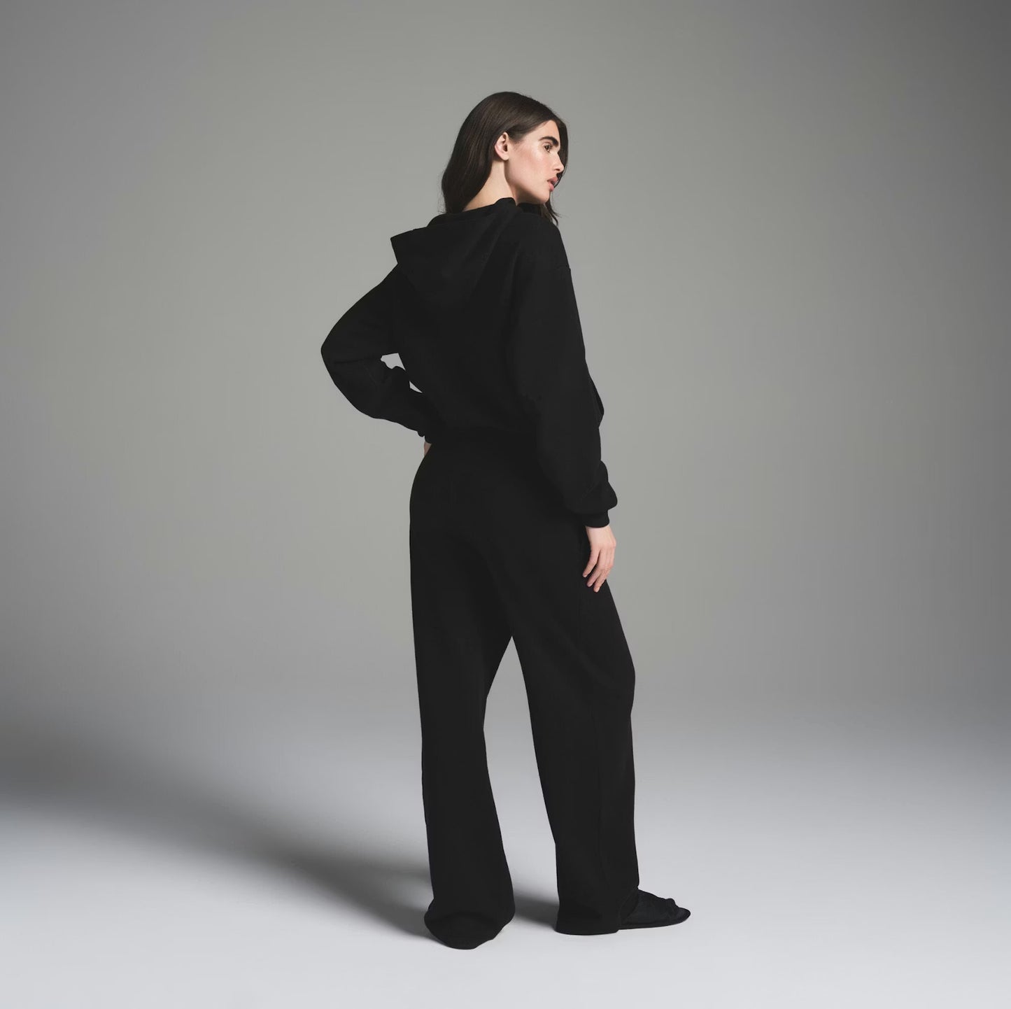 Skims Oversized Cotton Fleece Hoodie in Onyx | XXS (fits like Small)