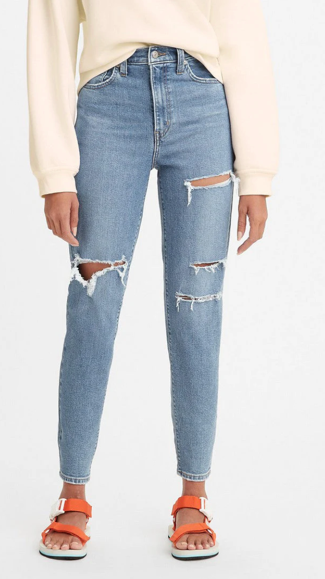 Levi's High Rise Distressed Mom Jeans | 32