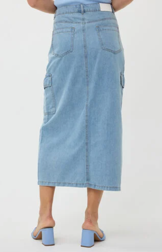 Esqualo Light Denim Cargo Skirt | 4 (O32L4)