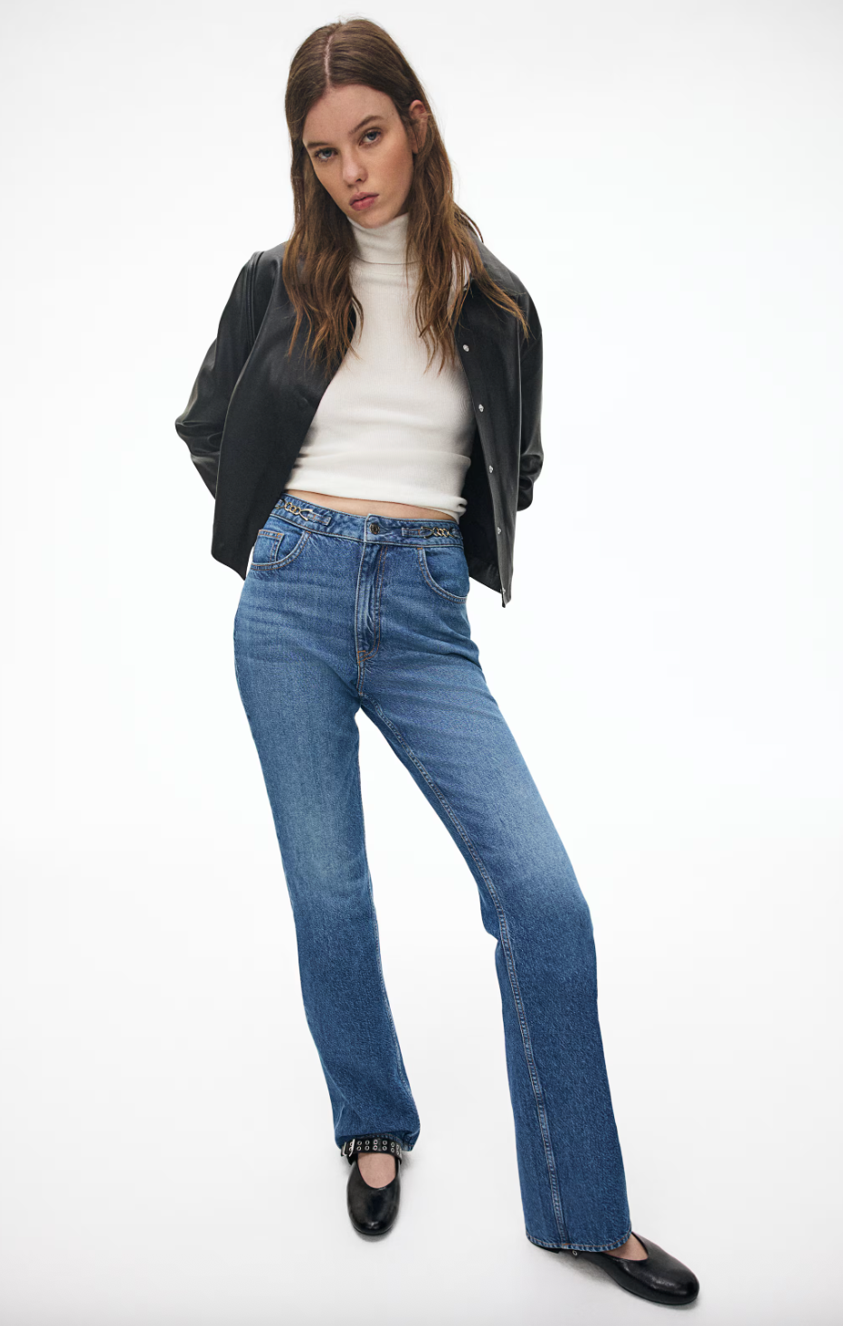 H&M High Rise Straight with Chain Detail | Sz 16 NWT (N10N18)