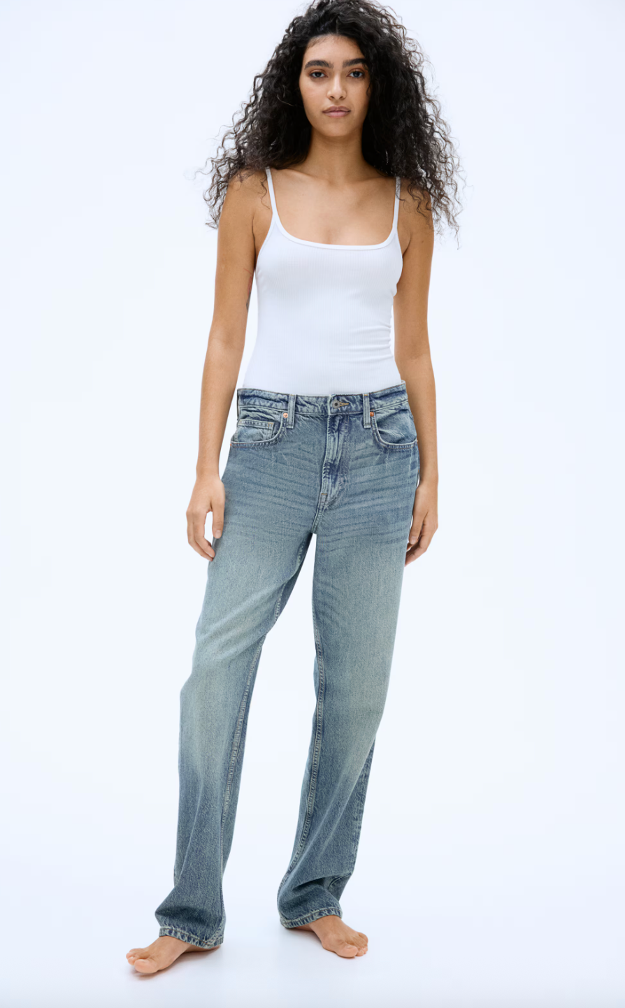 H&M Vintage HR Straight Jeans (Light/Med Wash) | Sz 8 (N28S20)