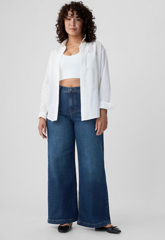 Gap High Rise Stride Wide-Leg Jeans | Sz 33 or 16 (J100N19)