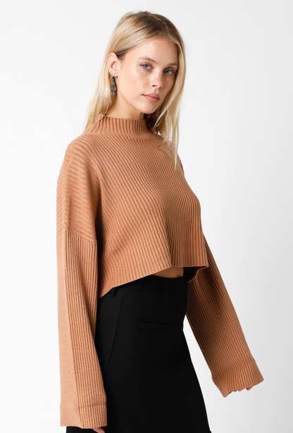 Olivacious Soft Mockneck Cropped Sweater | Sz Small (M170K6)