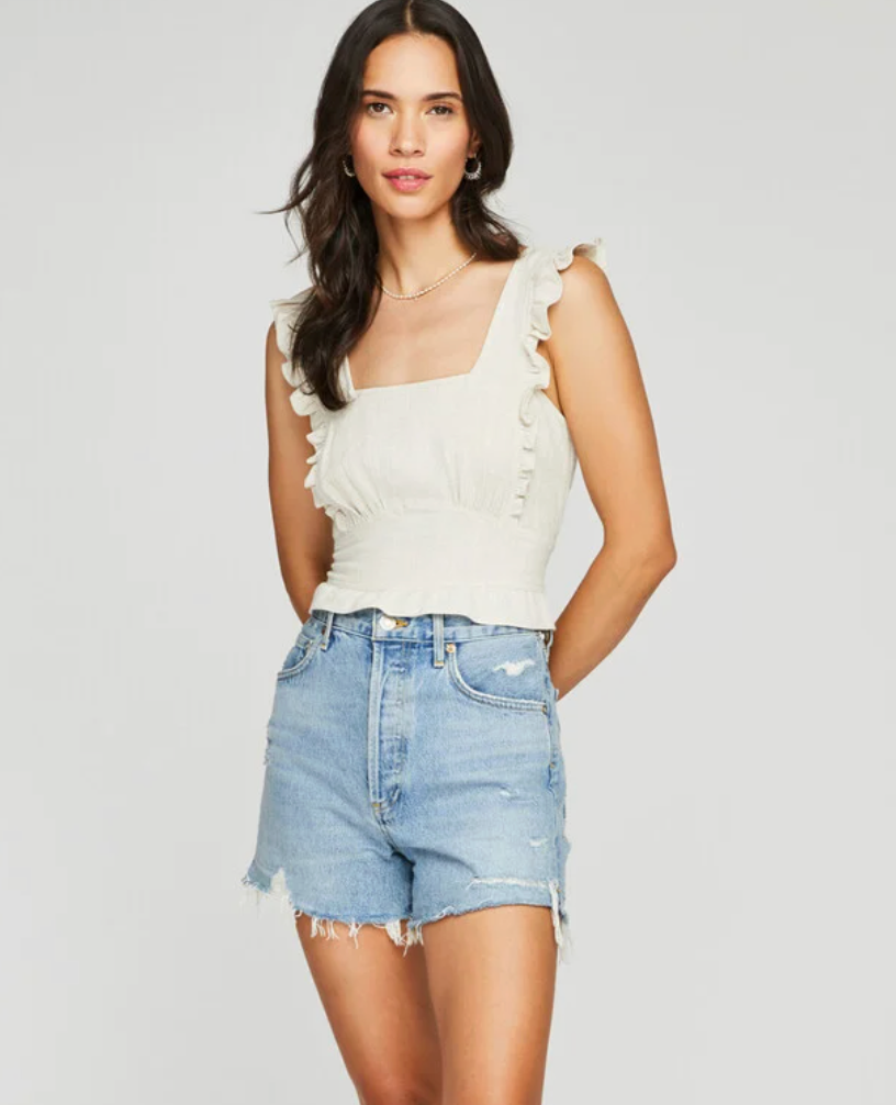 Gentle Fawn Cropped Linen Blend Top | Sz Medium (W3)