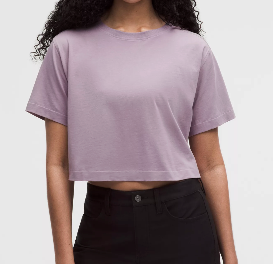 Lululemon Lilac Cotton Crop T Shirt | Sz 6 / Oversized (Approx)