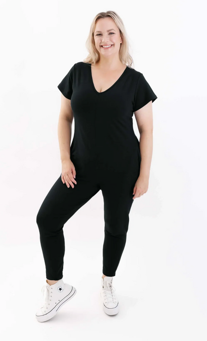 Smash + Tess  Sunday Romper in Midnight Black | Sz Small (oversized)
