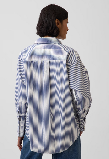 Gap Striped Blue/White Organic Poplin Big Shirt NWT | Sz XS (fits sz Medium)