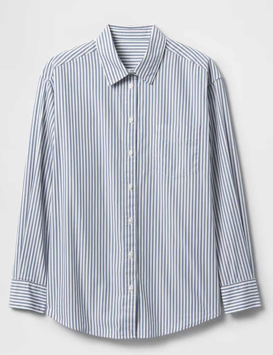Gap Striped Blue/White Organic Poplin Big Shirt NWT | Sz XS (fits sz Medium)