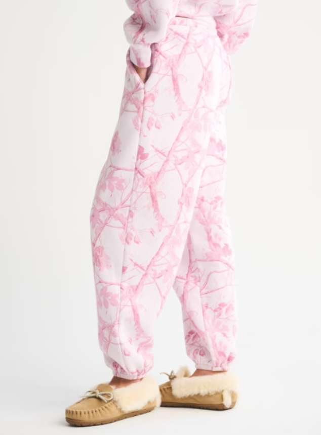 A&F High Rise Sunday Baggy Sweatpant in Pink Camo | Sz XS