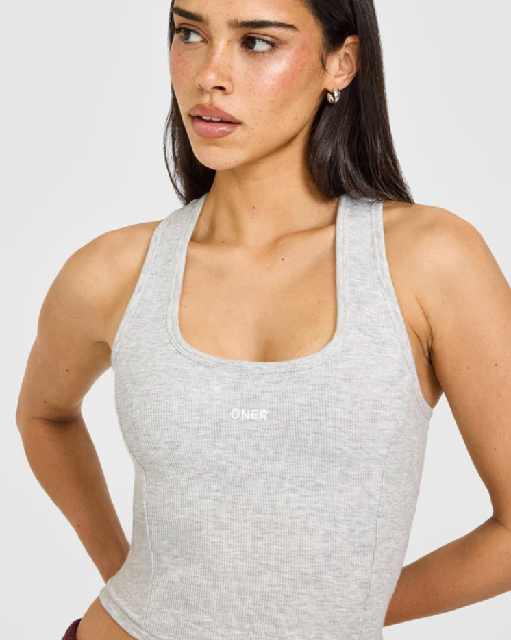 Oner Grey Ribbed Bra-Free Tank | Sz Small