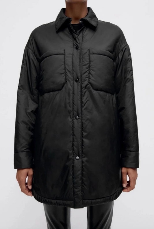 Zara Light Puffer Snap Jacket | XS (very oversized)
