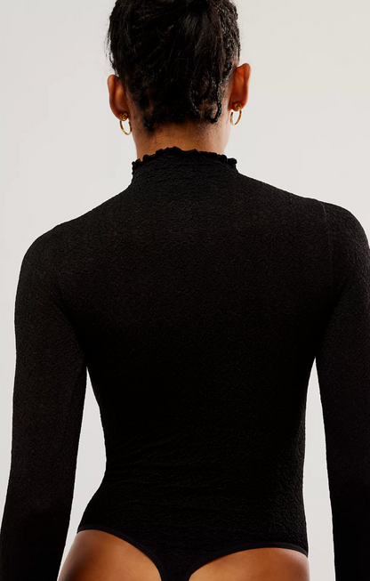 Free People Mara Textured Mock Neck Bodysuit | Sz M/L