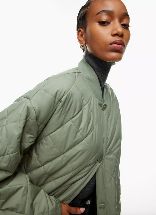 Wilfred / Aritzia Pavant Quilted Green Jacket | (size 1 = small/medium)
