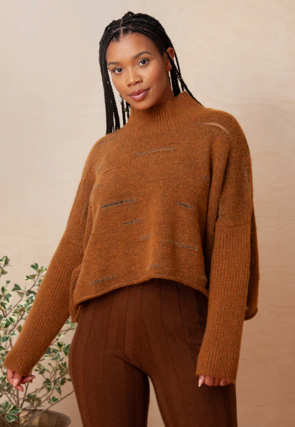 Kerisma Brown Slouchy Knit | One Size (Small, Medium, Large)