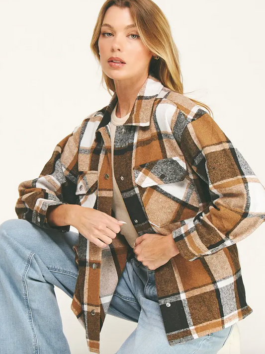 Davi & Dani Plaid Oversized Jacket | Small