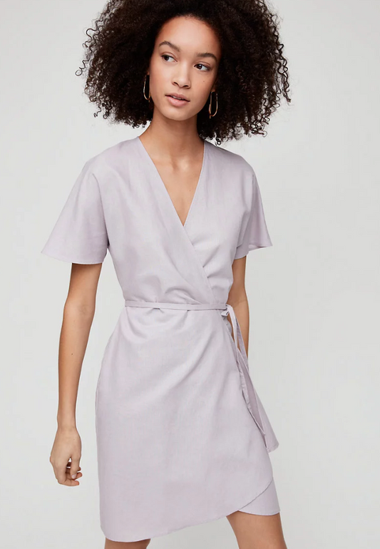 Babaton / Aritzia Wallace Linen Dress (Purple/Grey) | Medium