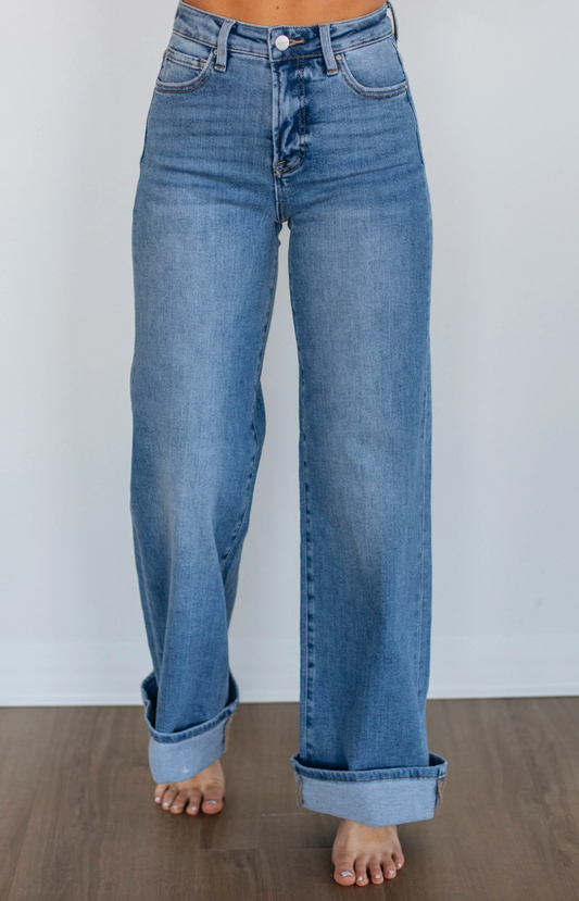 Risen Cece Wide High Rise Jeans  | 7(28) Long Uncuffed