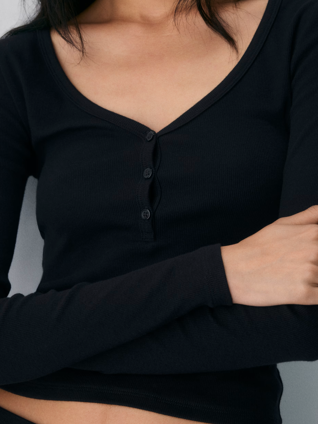 TNA / Aritzia homestretch Ribbed Henley Top | Large