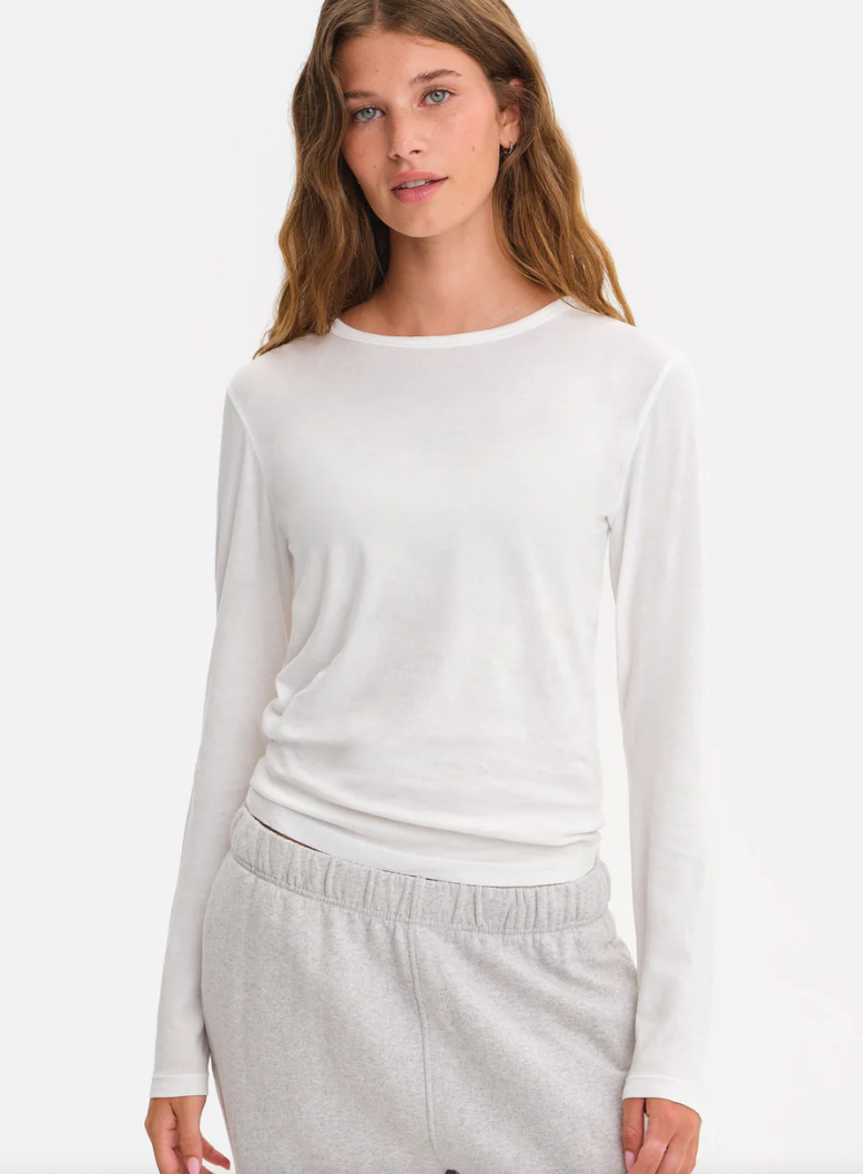 Mate the Label Organic Cotton White Crew Neck Shirt | Large