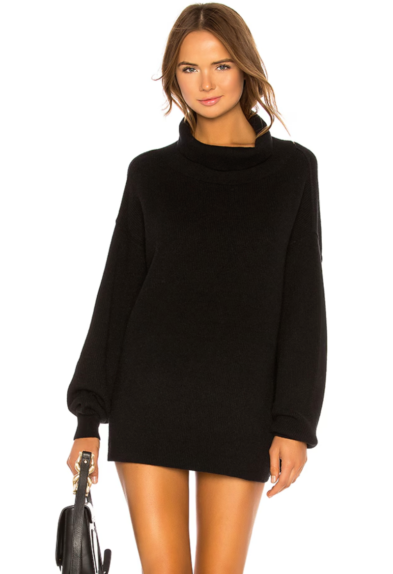 Free People Softly Structured Tunic Sweater (black) | XS (very oversized fit)