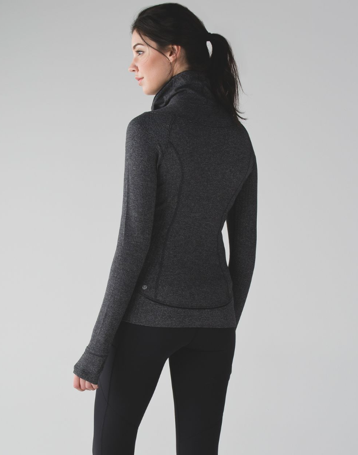 Lululemon Think Fast Pullover in Heathered Herringbone Black | 4 (O61C3)