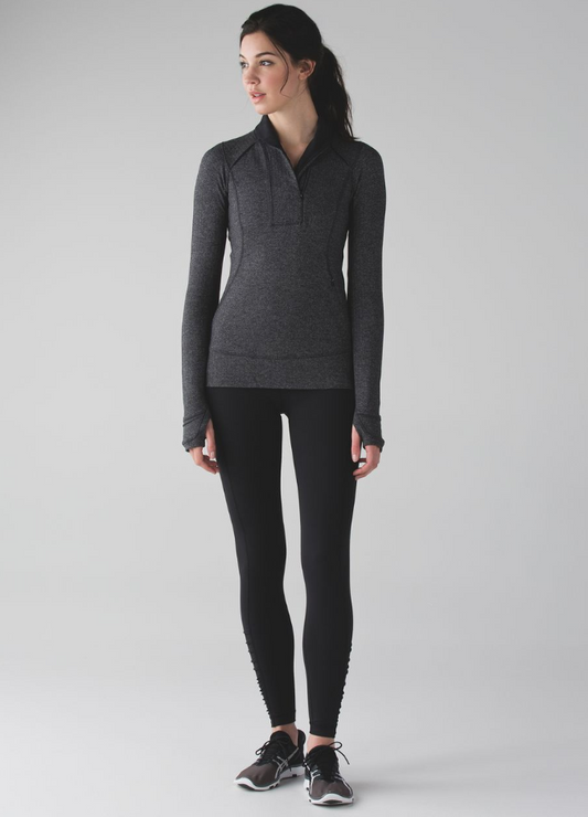 Lululemon Think Fast Pullover in Heathered Herringbone Black | 4 (O61C3)