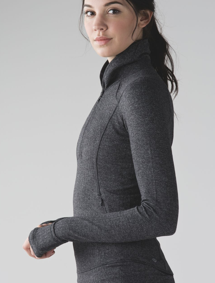 Lululemon Think Fast Pullover in Heathered Herringbone Black | 4 (O61C3)