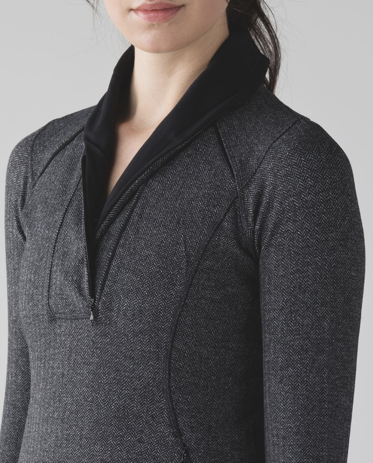 Lululemon Think Fast Pullover in Heathered Herringbone Black | 4 (O61C3)
