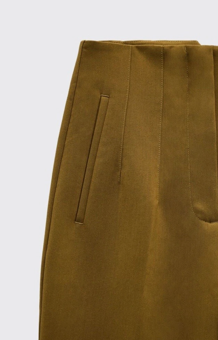 Zara Oil Yellow High Waisted Pleated Pants | Small (O14L4)