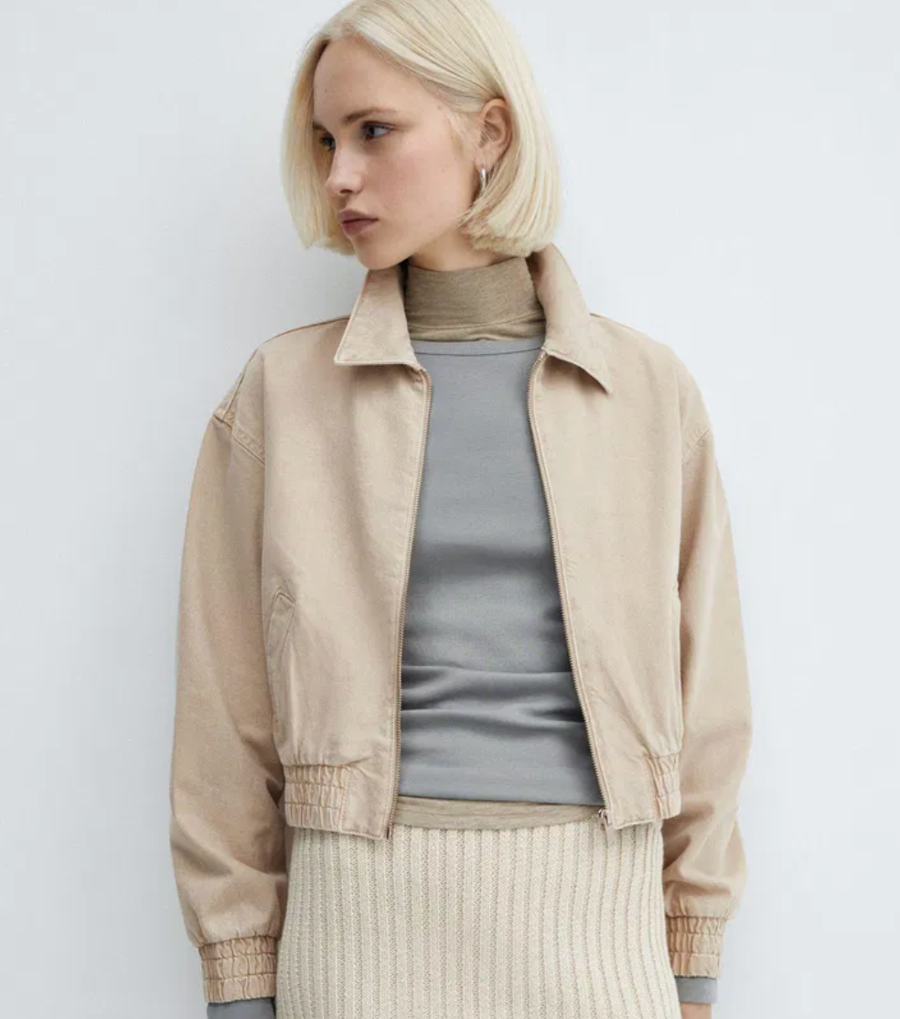 MANGO Blake Denim Bomber Jacket | XS (O55M10)