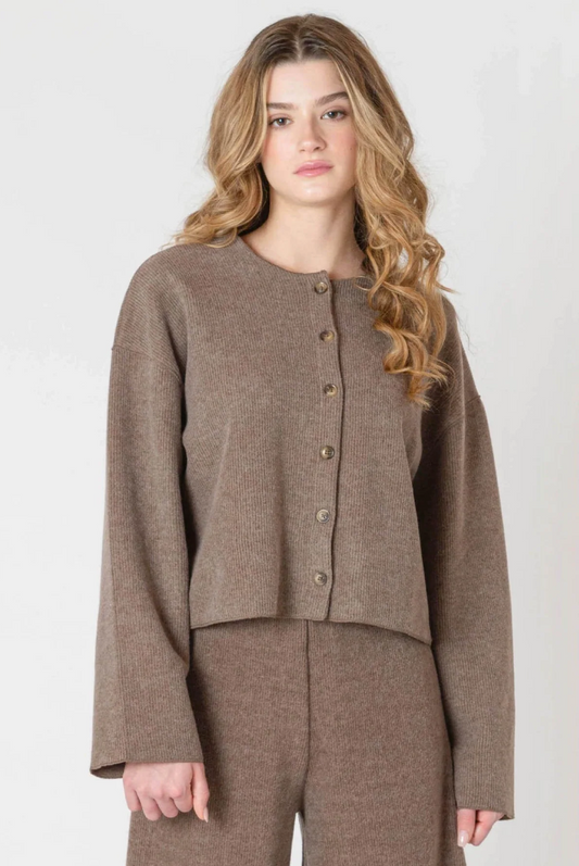 Room 34 Brown Ribbed Cardigan | XS Very Oversized (O130C1)