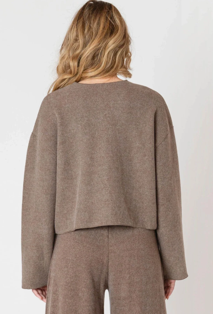 Room 34 Brown Ribbed Cardigan | XS Very Oversized (O130C1)