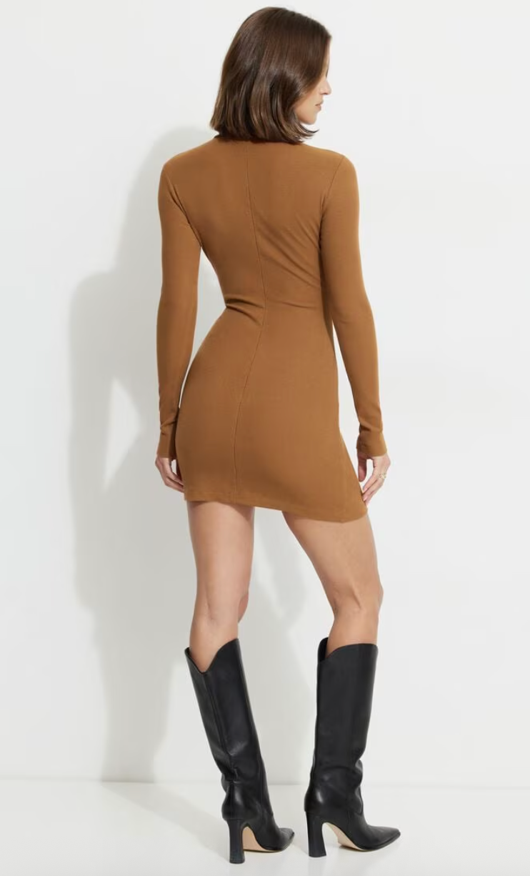 Dynamite Isabella Ribbed Turtleneck Mini Dress | Small (O23L4)