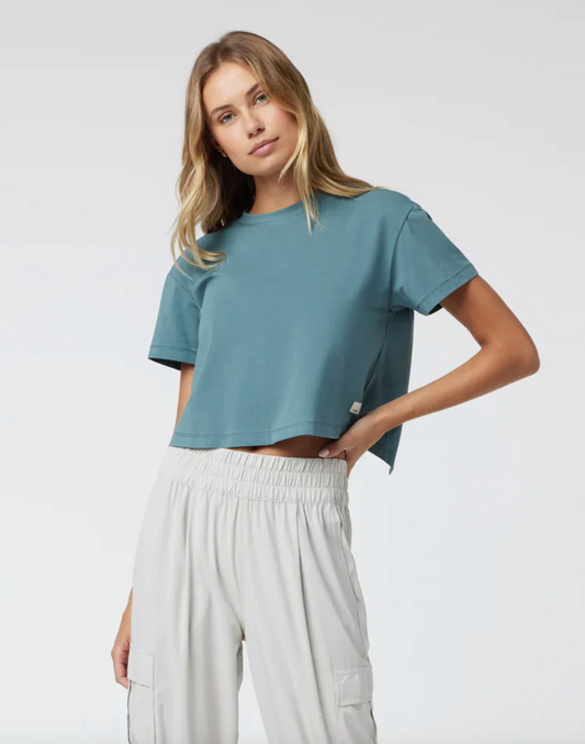 Vuori Short Sleeve Feather Cross Back Top | Small (O145P3)