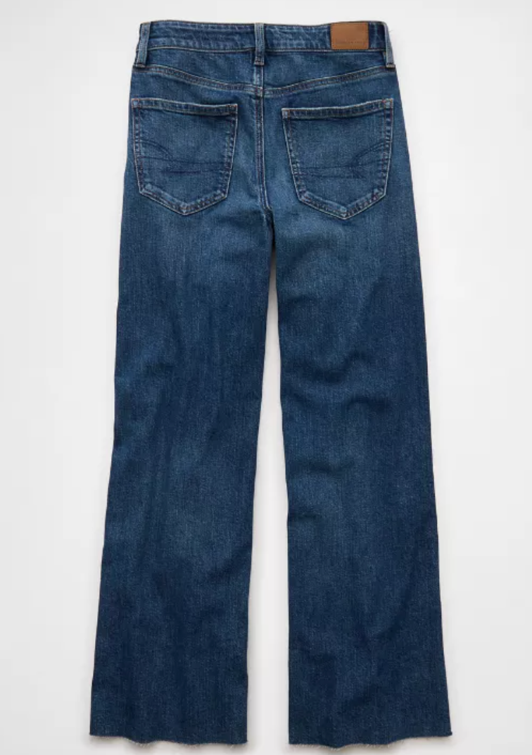 AE Super High Rise Baggy Wide Leg Jeans (Med/Dark wash)  | 8 (N24S20)